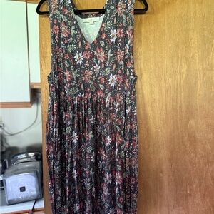 LOFT Dark Floral Midi Dress